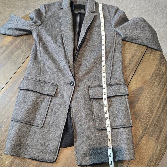 Banana Republic Women Gray Black Wool Blend Textured Knit Boyfriend Blazer Sz 0 - Picture 10 of 13